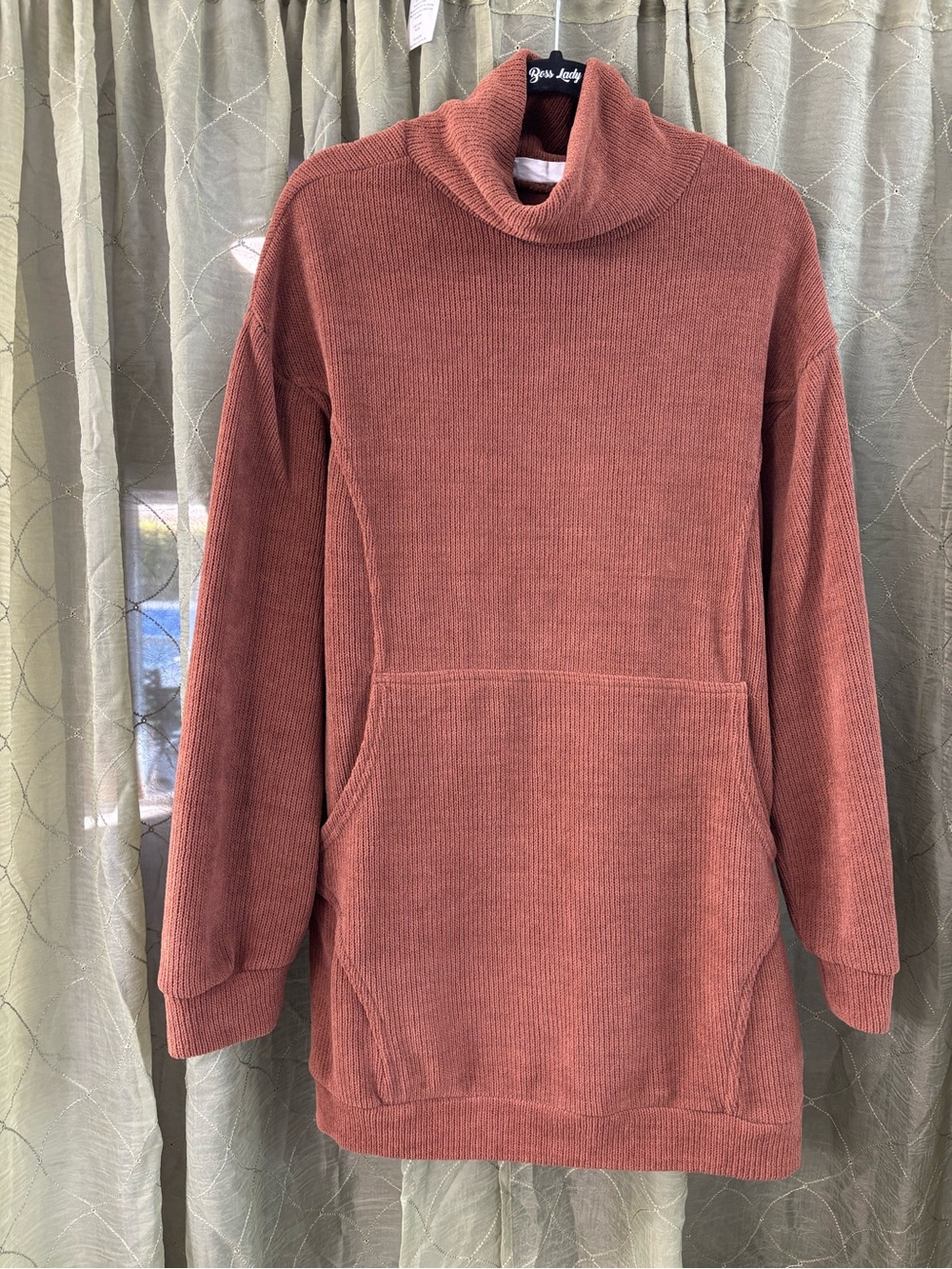 Double Zero Cozy High-Neck Tunic Sweater - Rust